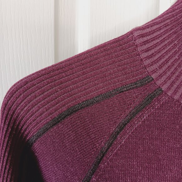 Athleta Women's Berry Purple Giant Slalom Zip Front Wool Blend Sweater Size S - Picture 4 of 16